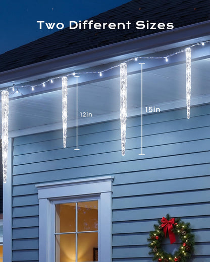 Brightown Icicle Lights Outdoor 20ft with Remote - 20 Tubes 100 LED Iced Tube Christmas Lights, Waterproof Icicle Decor Outdoor Indoor for Tree Patio Roof Holiday Decor, Cool White