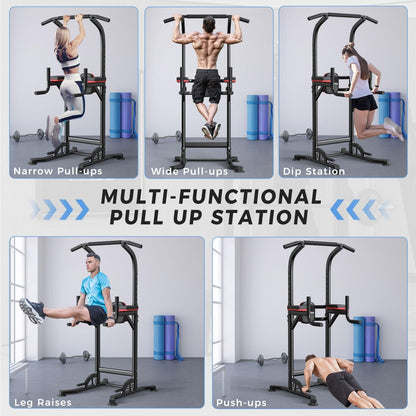 ZENOVA Pull Up Bar, Multi-Function Power Tower Dip Bar Stand Station, Strength Training Workout Fitness Equipment Home Gym Machine