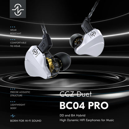 CCZ BC04 PRO in Ear Monitor Headphone, IEM for Gaming, Heavy Deep Bass Wired Earbuds in Ear Headphones,1BA 1DD Noise Cancelling Ear Buds with 5N OFC Cable for Singer Musician (with mic, Matte Black)