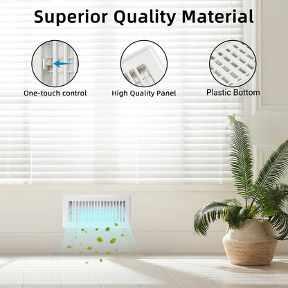 Floor Register 2x10, 4 Pack Floor Vent Covers for Home Floor Heavy Duty Steel Walkable Floor Grates Adjustable Air Vent Covers 2" x 10" Floor Vent, White