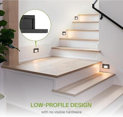 ASD LED Recessed Step Light Fixture, Outdoor & Indoor Stair Tread Lighting | 3CCT, Dimmable, Waterproof, ETL Listed | 3W 120LM 3000K-5000K 120V | Staircase Hardwired Illumination | Dark Bronze, 4 Pack