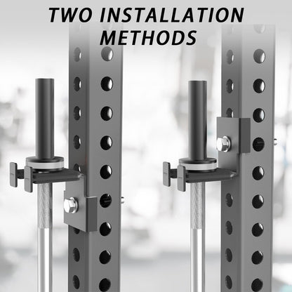 Rack-Mounted Olympic Barbell Holder for 3x3 Power Racks, No Drilling Required – Heavy-Duty Steel Storage with Protective Padding, Fits 5/8''-1'' Holes – Space-Saving Gym Equipment