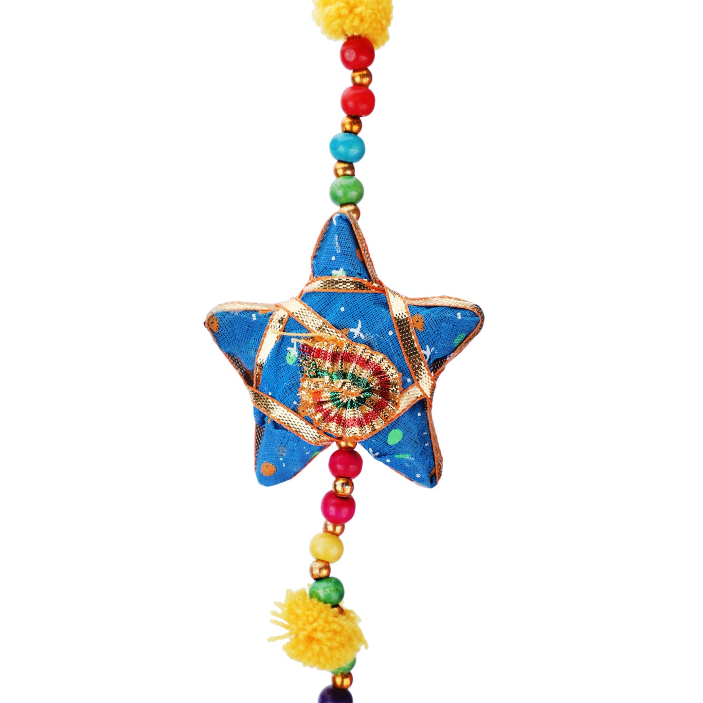 Craftsofindia®Handmade Moon and Stars Garland - 85 cm Beaded Wall Hanging with Bells, Celestial Home Decor for Kids Room, Bedroom, Diwali Party
