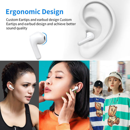 Kids Earbuds, Wireless Bluetooth Girls Boys Headphones with Microphones, 85dB Healthy Volume Control Protect Hearing, Lightweight, Waterproof, 30Hrs Playtime,Earphones for iPad Tablet Computers, Panda