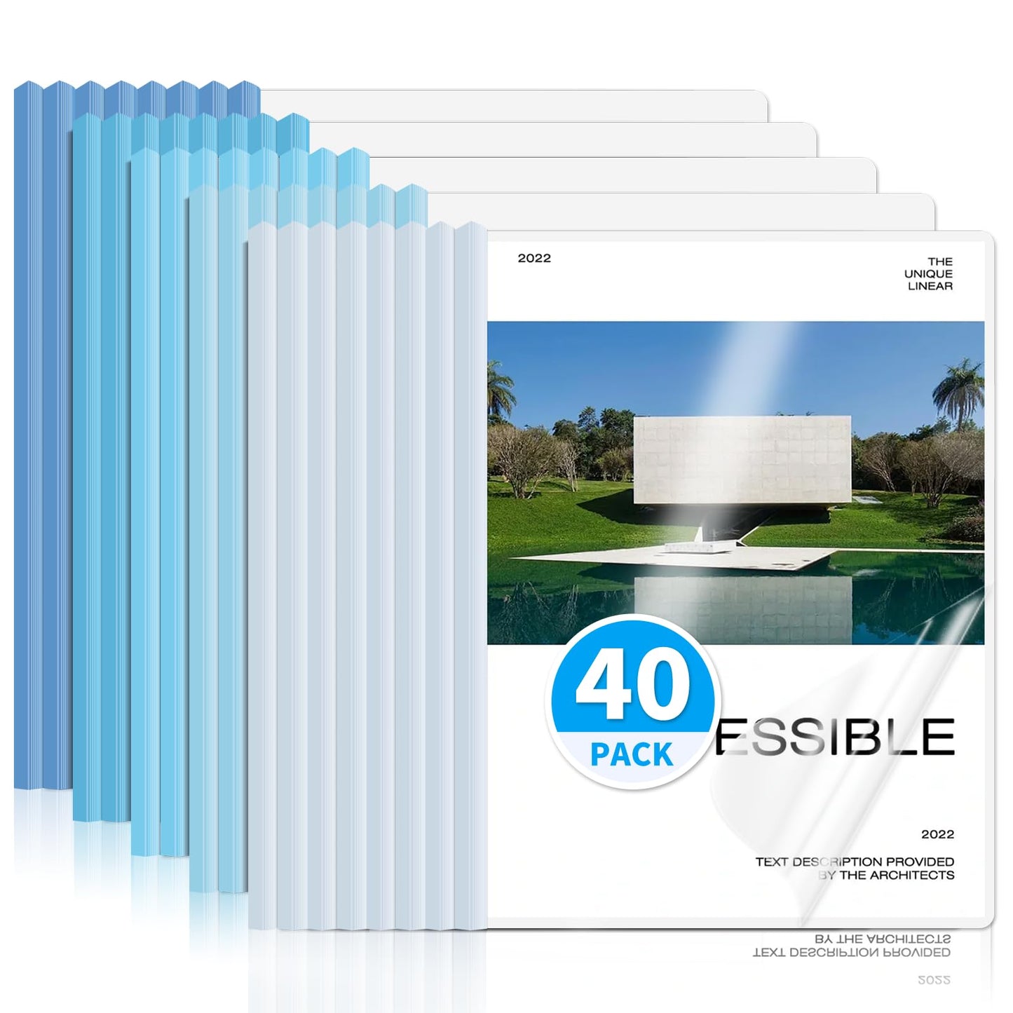 WORPSON 40 Pack, Clear Report Covers with Sliding Bar for Letter and A4 Sheets – 70-Sheet Capacity Presentation Folders, Resume Covers & Document Binders for Office, School & Business (Blue)