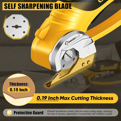 Cordless Electric Scissors, 4V Cardboard Cutter, Box Cutter Fabric Scissor with Safety Lock & LED Light, Rechargeable Power Rotary Cutters for Box Carpet Fabric Plastic Leather