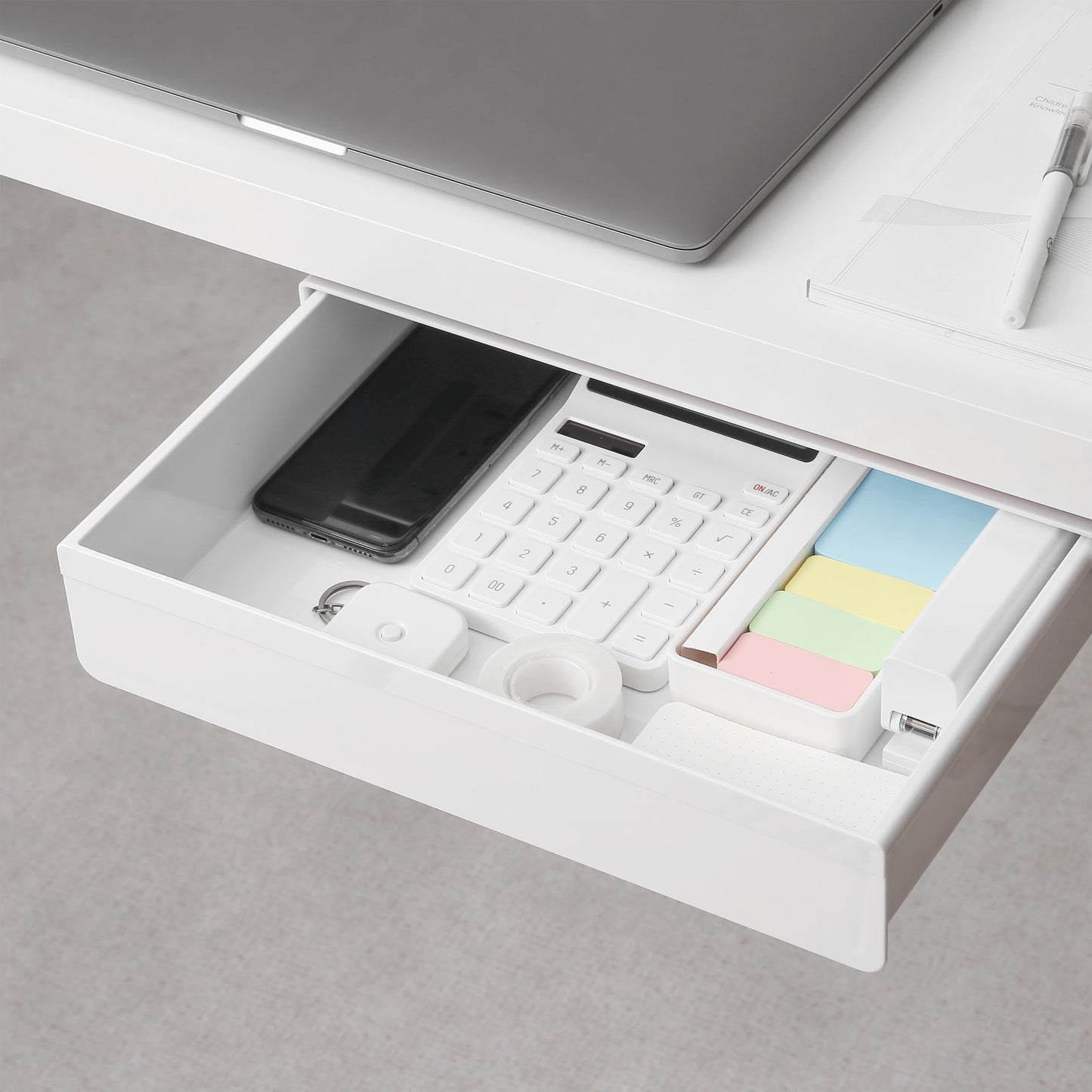 AirTaxiing Under Desk Drawer - Super Large Under Table Hidden Drawer Desk Accessories & Workspace Organizers Desktop Storage Pencil Slide Out Organizer with Screw Adhesive Tape Shelf Tray at Office