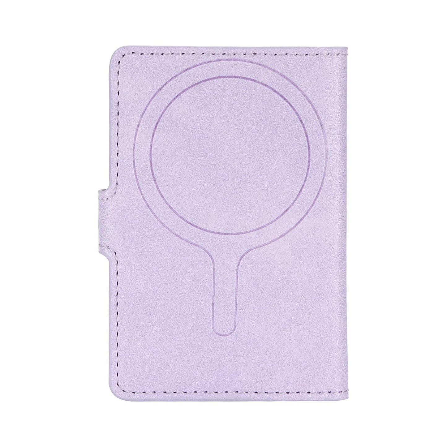 YNlinuofg Ultra-Thin Magnetic Wallet Card Holder for iPhone and All MagSafe Protective Cases，Premium PU leather, powerful magnetic closure, stand function, 6 card slots (Purple)