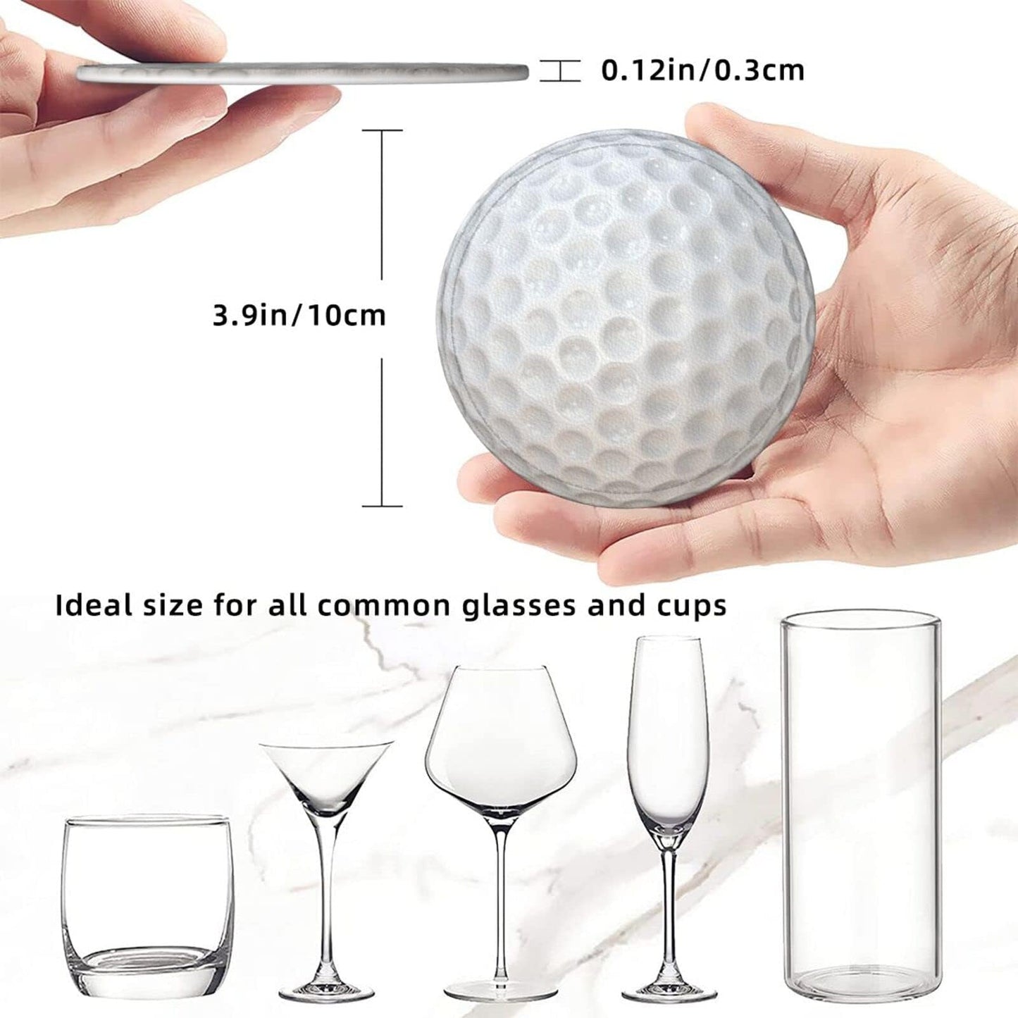 sunwarshile Coasters for Drinks with Holder Round Leather Coasters Set of 6 Cups Mugs Mat Pad for Home Kitchen Bar Light White
