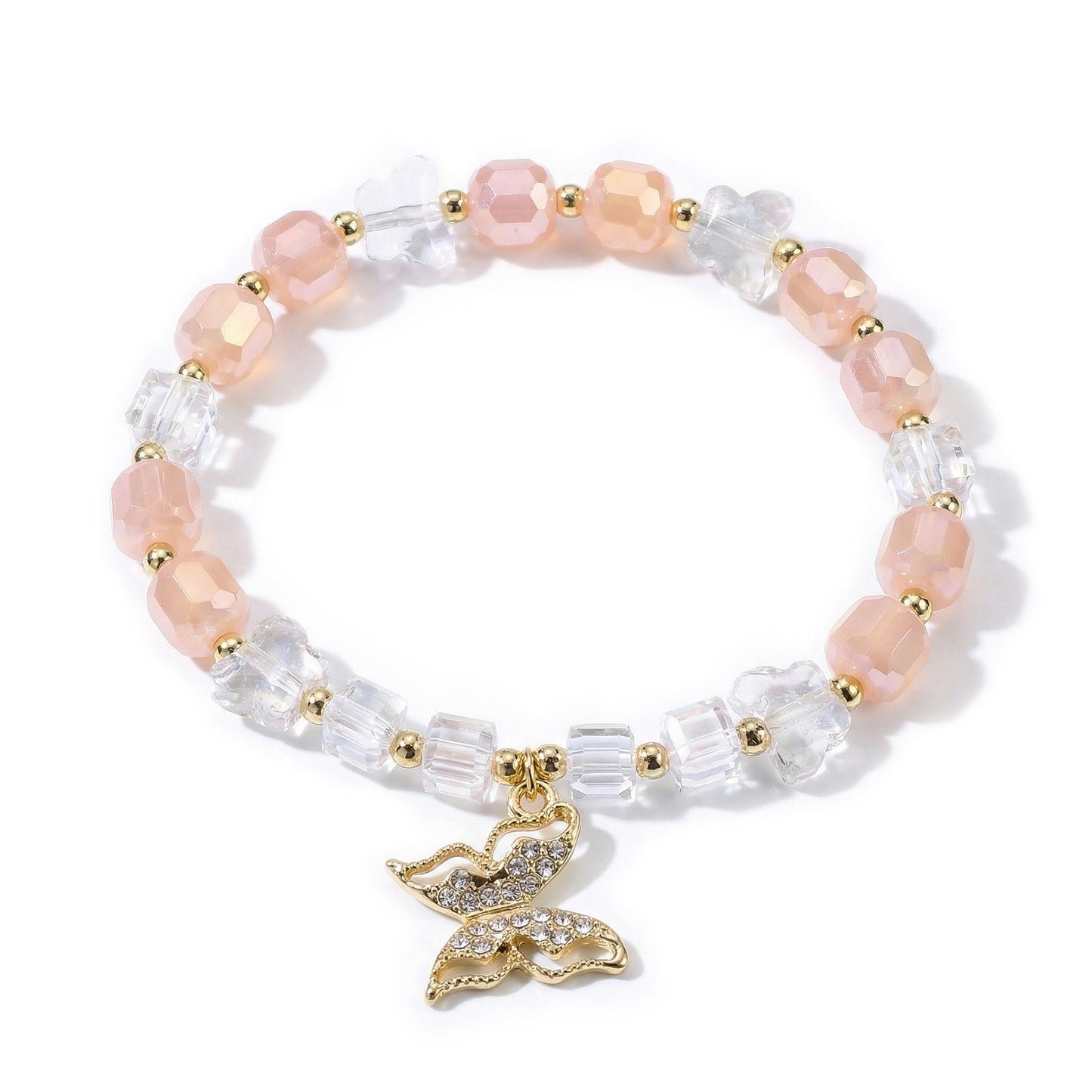 jasonking Butterfly Crystal Stretch Bracelet for Women,Birthday Gift for Mothers, aniversary gift (light yellow)
