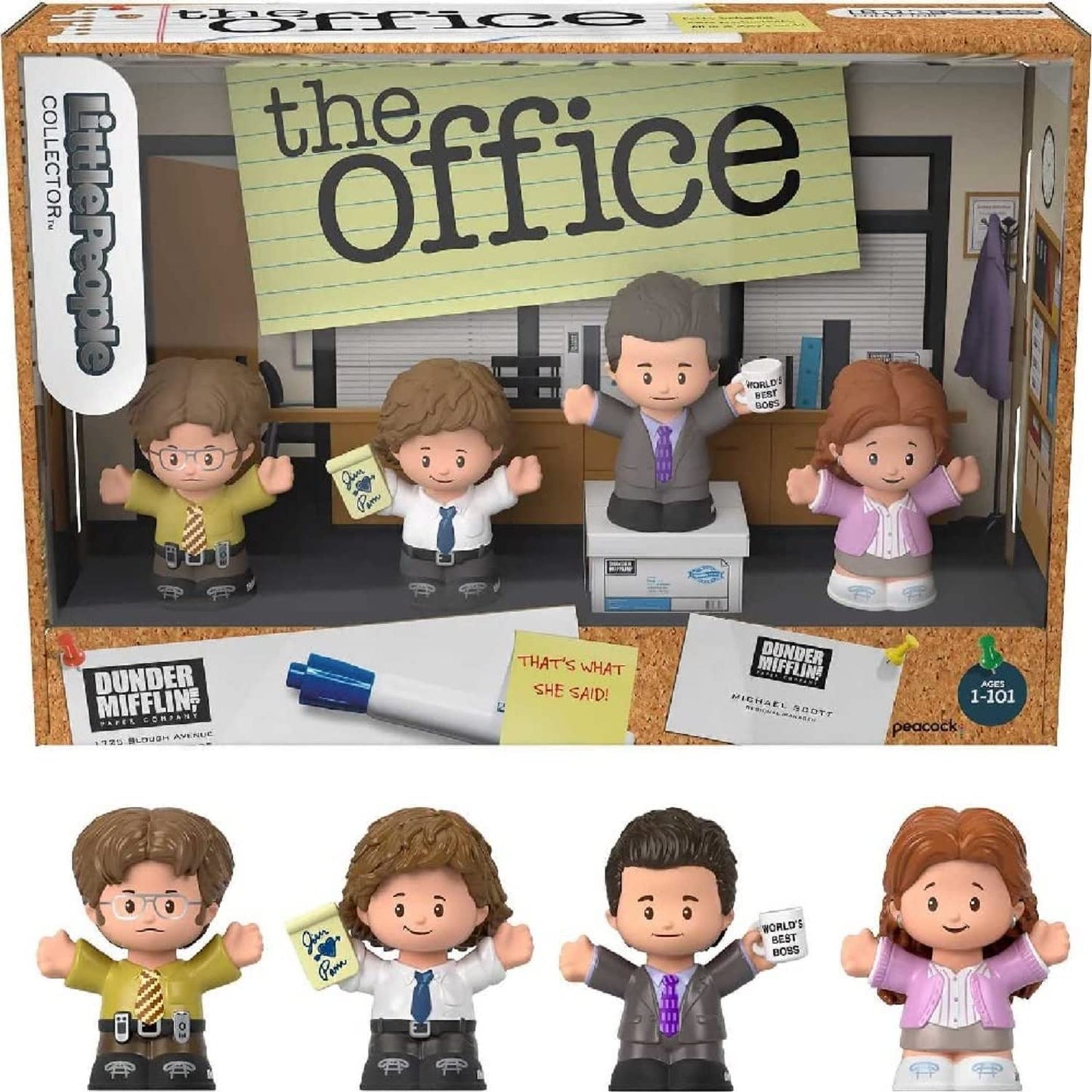 Little People Collector The Office US TV Show Special Edition Set for Adults & Fans, 4 Figures in Display Package
