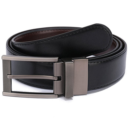 Belts for Men Reversible Leather 1.25" Waist Strap Fashion Dress Buckle Beltox(28-30,Sub-brushed Buckle Black/Brown)