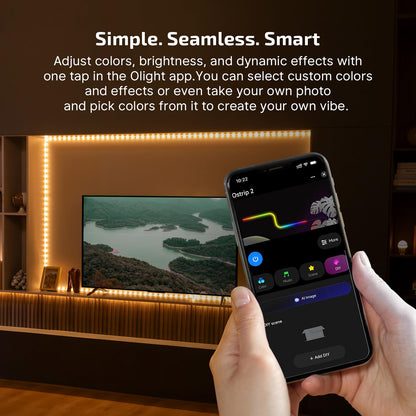 OLIGHT Ostrip 2 RGBIC LED Strip Light 16.4ft, DC24V 2700K-6500K, 0.25m Unit Cuttable, IP65, 5M Adhesive, Smart APP+Alexa, Music Sync, 44 Scene, ETL, High CRI, Plug & Play for Bedroom/Gaming/TV