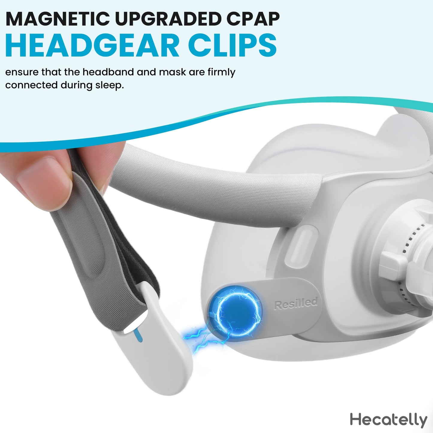 Hecatelly 1 Pack Replacement F40 Headgear and 1 Pair Magnetic Clips for AirFit F40 Headgear，Comfortable Adjustable Head Strap Replacement for Resmed F40 Full Face Mask-Standard/Medium Size
