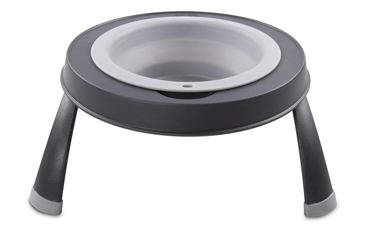 Dexas Pets Single Elevated Pet Feeder/Pet Bowl, Large/ 4 Cup Capacity, Light Gray