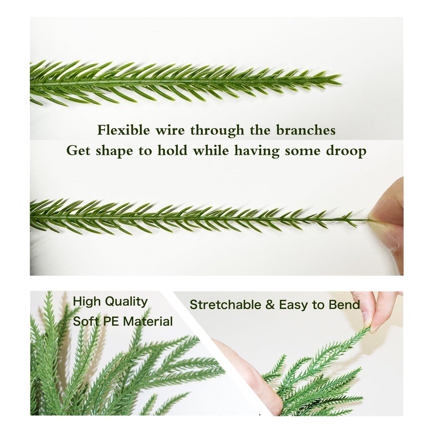 15FT Christmas Garland Norfolk Pine Garland Real Touch Artificial Greenery Garland for Mantle Fireplace Table Indoor Outdoor Holiday Decortions