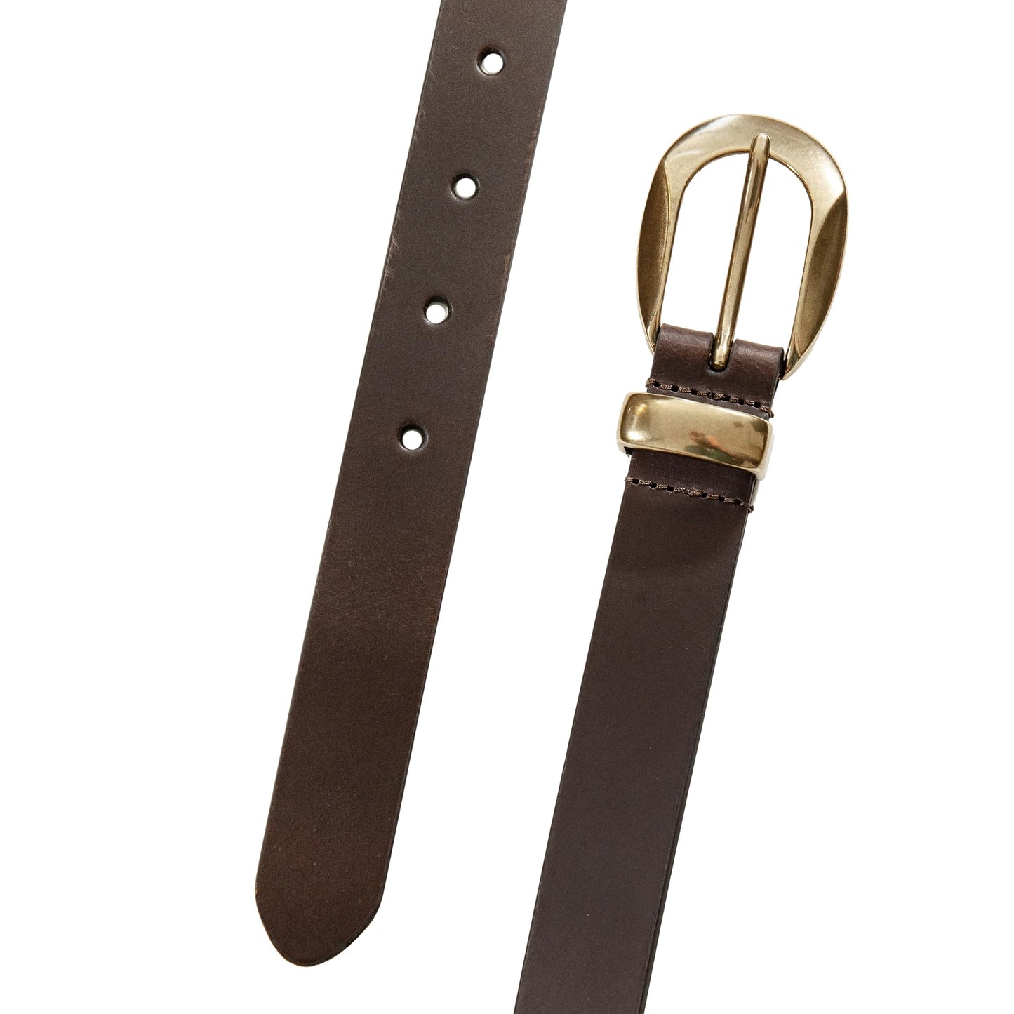 Lucky Brand Women's Minimalist Genuine Leather Belt with Antique Brass Harness Buckle, Large, Brown