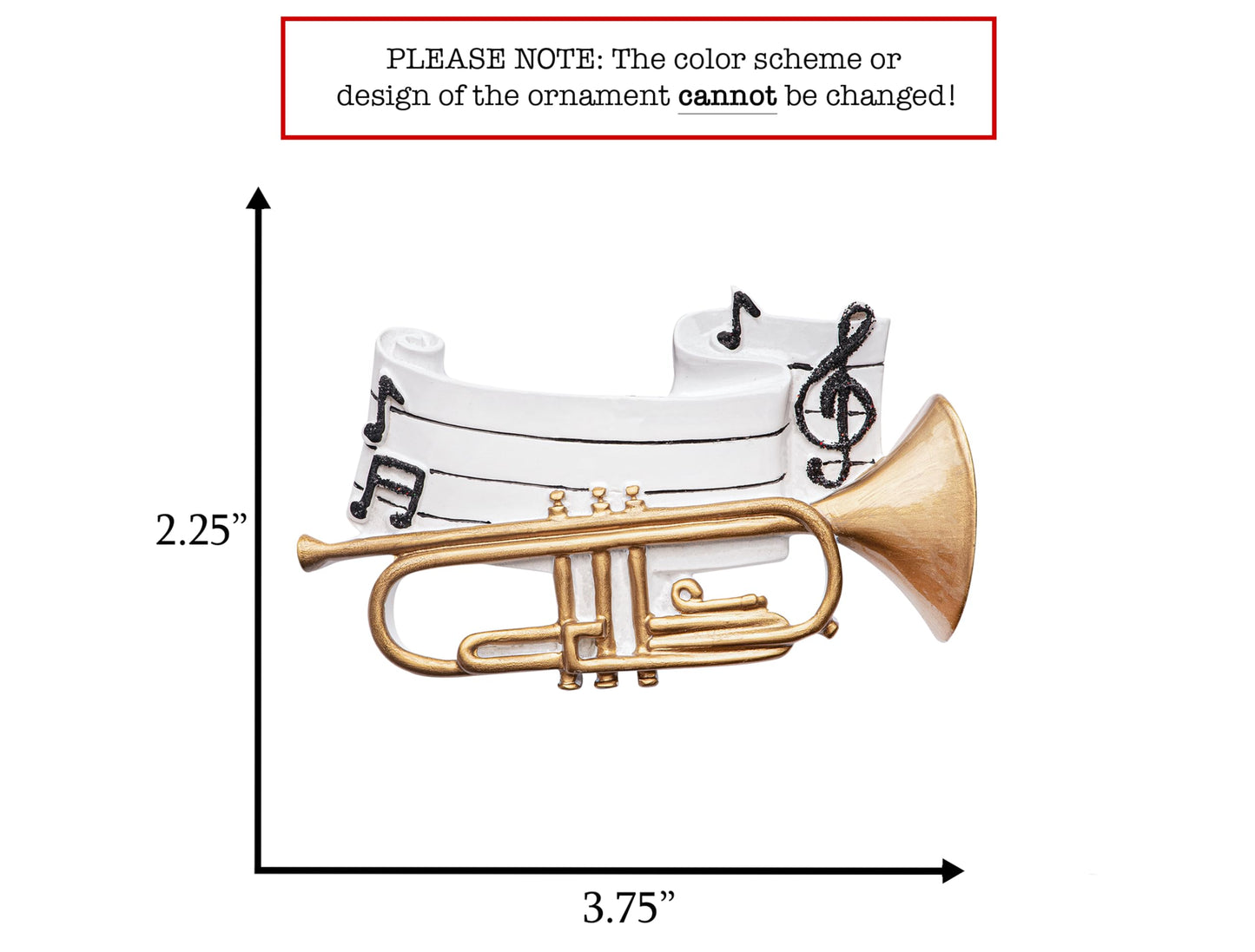 UniqXmas Personalized Trumpet Christmas Ornament 2026 | Musical Brass Instrument with Music Notes Xmas Tree Decoration - Unique Marching Band Trumpet Player Keepsake Gift | Custom Name & Year