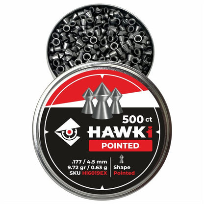 Hawki Airgun Pellets .177cal/4.5mm Caliber (9.72gr/0.63 g) 500 ct Hi6019EX Pointed