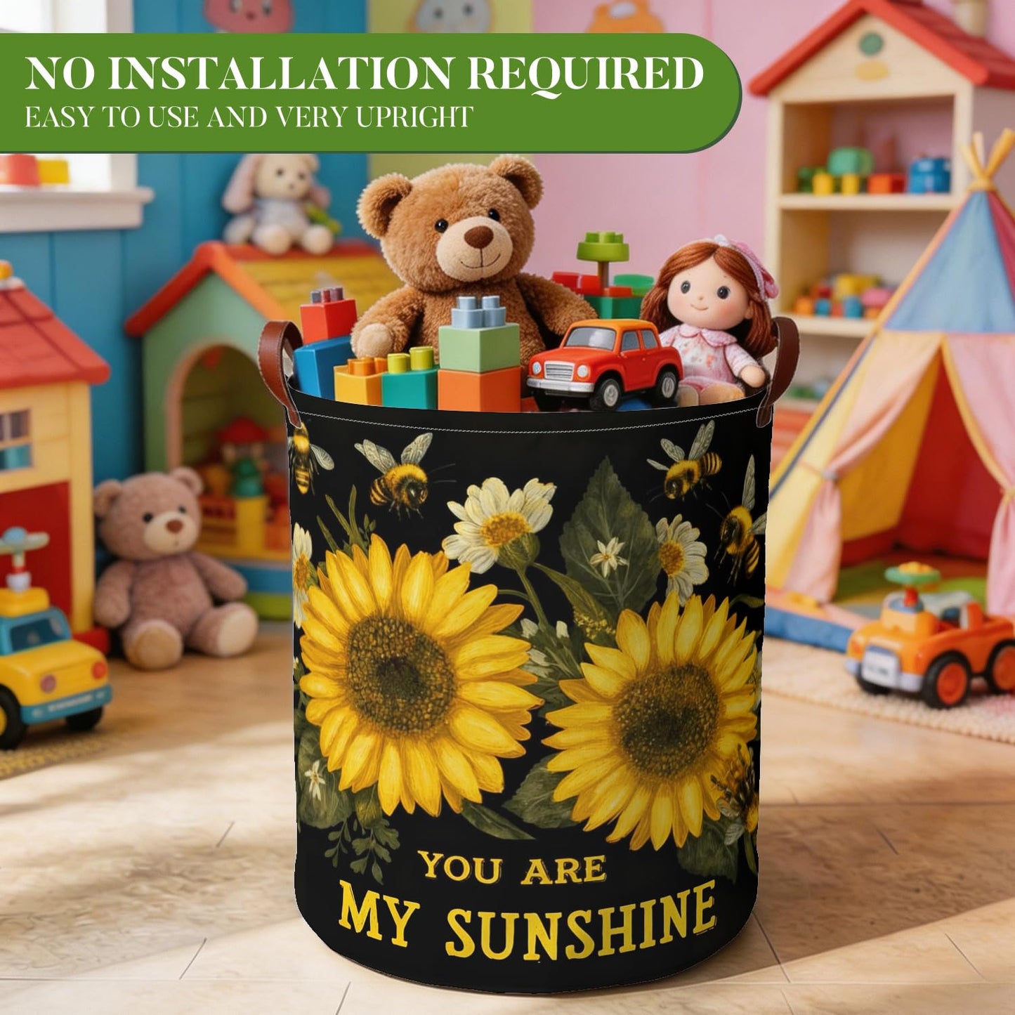 Cmialusie Sunflower Bee Laundry Hamper, You Are My Sunshine Basket