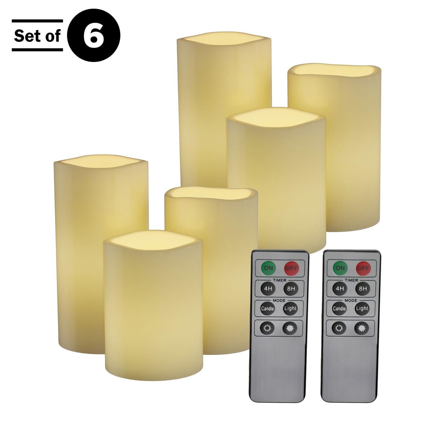 Lavish Home Flameless LED Candles – 6-Piece Remote Controlled Flameless Candle Set for Home, Wedding, Bridal Shower, and Christmas Decor