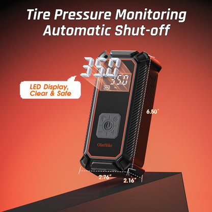 OlarHike Cordless Tire Inflator Portable Air Compressor, 150PSI Dual Power, 5400mAh & 12V DC Air Pump for Car Tires, Bike, Motorcycle, Bicycle, Electric Pump with LED Light & Digital Pressure Gauge
