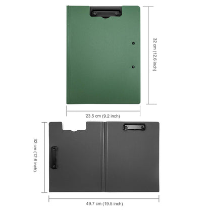 souG 4 Pcs Foldable Clipboards, 360 Degree Cover Clipboard File Folder, Perfect for Private Documents, Awesome for Office, Medical Field, School, Job Interviews (4 Colors, Double Clip)