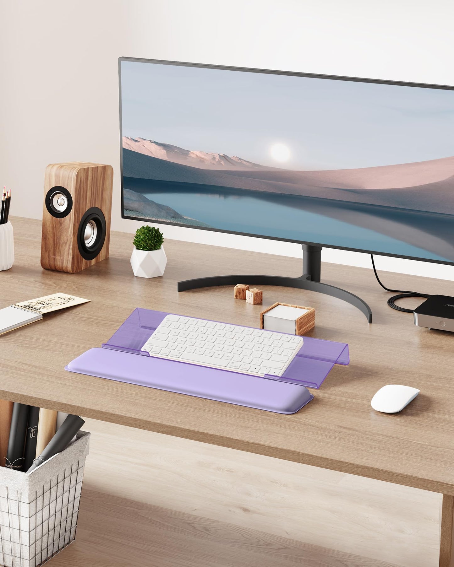 Laborio Computer Keyboard Stand for Desktop, Keyboard Wrist Rest Holder Stand for Easy Typing with Wrist Pad for Office Desk, Home, School(Purple)