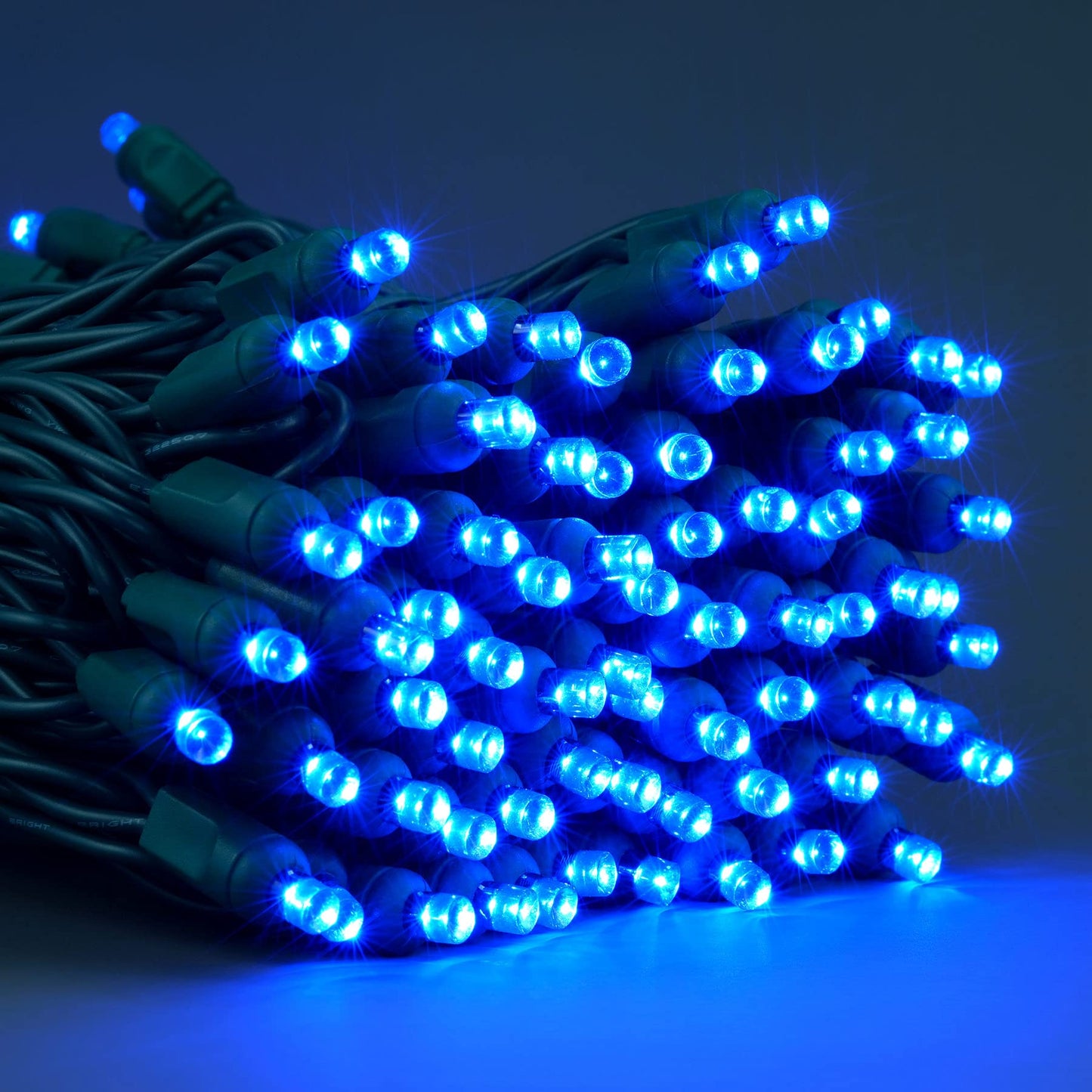 YULETIME 140 Blue Christmas String Lights, 2-Set 24 ft 70 One-Piece 5mm LED