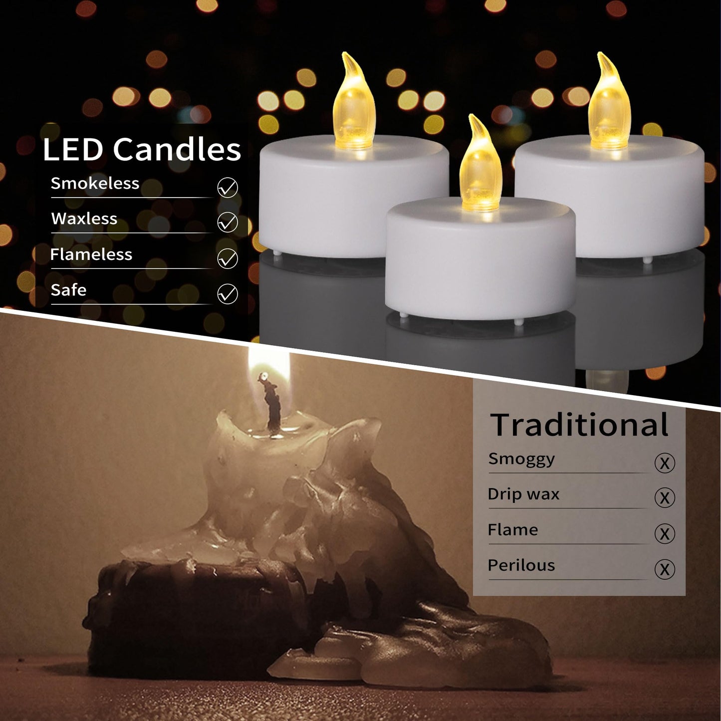 200PCS Flameless LED Tea Lights Candles, Realistic and Bright Flickering Long Lasting 200Hours Battery-Powered, Ideal Party, Wedding, Birthday,Halloween, Christmas ,Home, Table Decoration WarmYellow