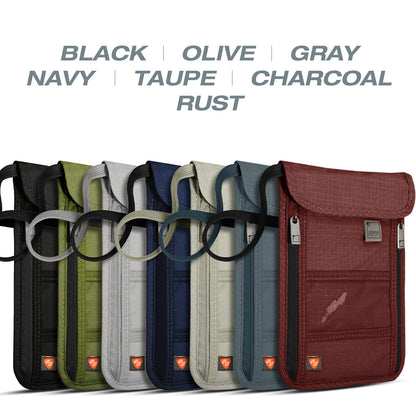 Lewis N. Clark RFID Blocking Stash Neck Wallet, Travel Pouch + Passport Holder for Women & Men, Gray, One Size