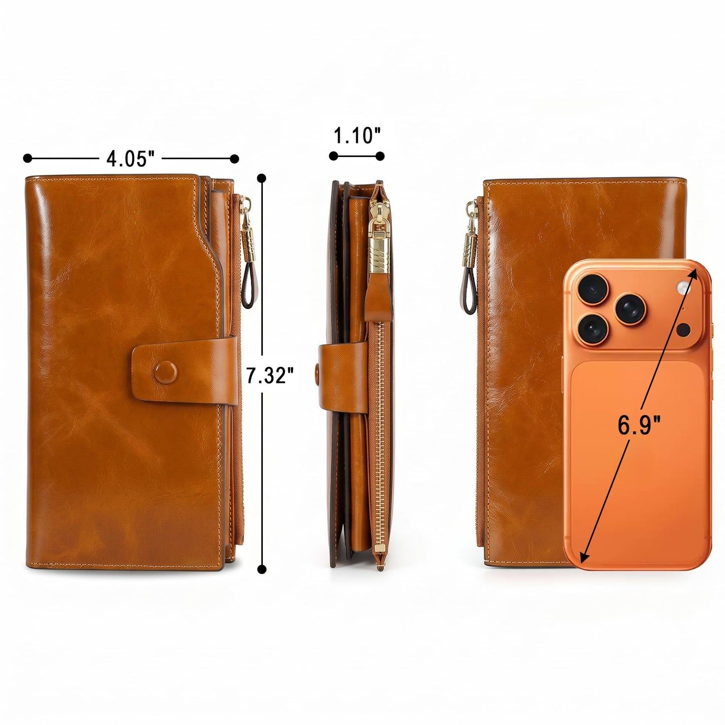 YALUXE Women's Genuine Leather Wallet RFID Blocking with 21 Card Slots ID Window Cash Cell Phone Pocket