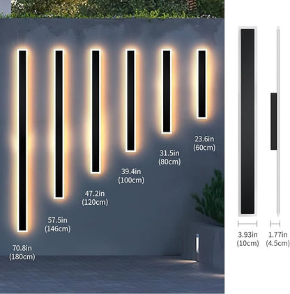 2 Pcs Modern Outdoor Wall Lights 70.8inch Dimmable 3000K-6000K with Remote Control Waterproof IP65 Exterior Long Wall Sconce for House Garage Patio