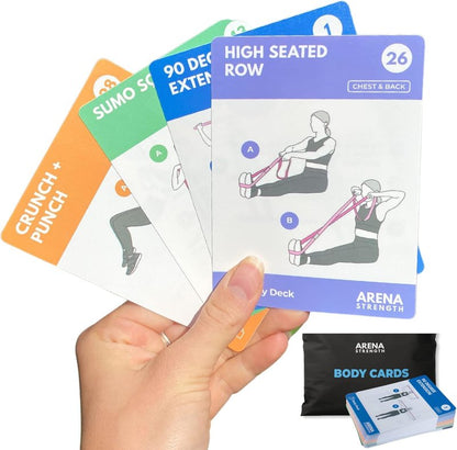 Strength Workout Cards - Instructional Fitness Deck for Booty Band Exercises | Beginner Resistance Band Guide