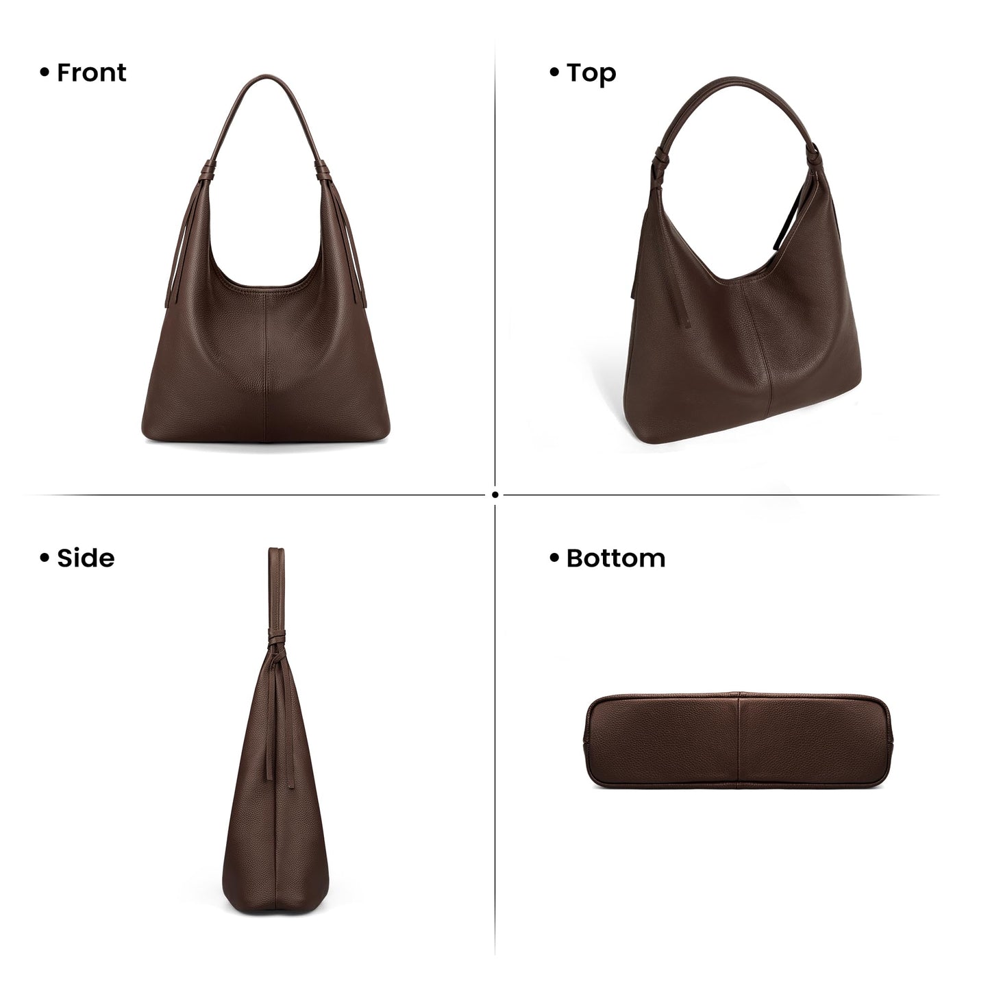 befen Genuine Leather Slouchy Hobo Purses for Women, Casual Hobo Bags Real Top Grain Leather Tote Handbags Women's Coffee Shoulder Satchel for Shopping, Outing, Travel