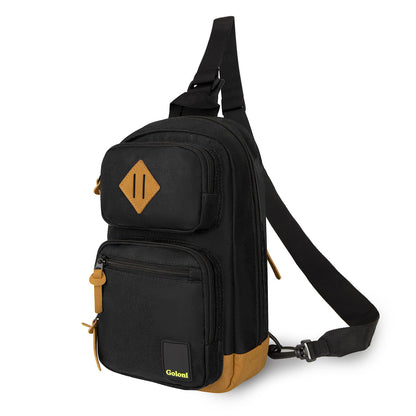 Goloni Sling Bag Crossbody Shoulder Bag for Men Women,Waterproof Lightweight Casual Daypack with Multi-Pockets for Travel Hiking Outdoor,Black