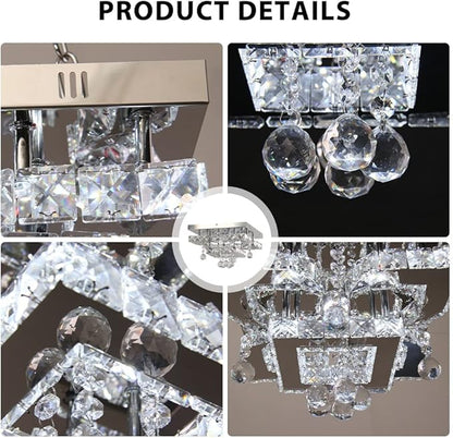 CXGLEAMING 11.8" Modern Crystal Chandelier LED Ceiling Light Fixture Suitable for Kitchen Corridor Hallway Bedroom Bathroom Dining Room 4 Petals/Raindrop Ball Square Remote Control/APP (dimmable)