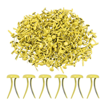 PATIKIL 1000 PCS Paper Brass Fasteners Split Pins Pastel Mini Metal Brads Round Head Plated Fastener for Craft Art Scrapbooking DIY Supplies, Yellow, 8 x 15 mm