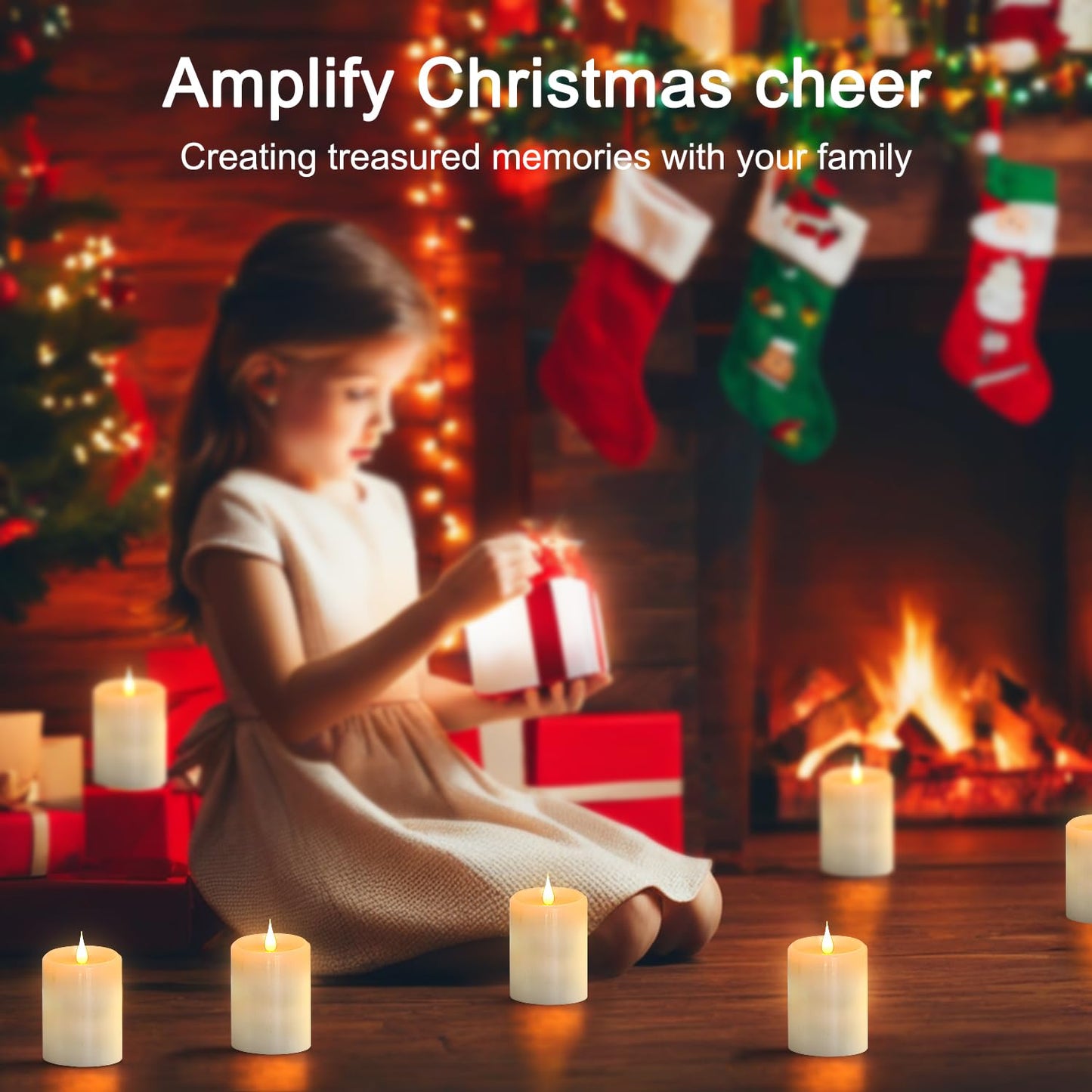 Tediselu Flickering Flameless Candles with 3D Moving Flame, Real Wax Battery Operated Candles with Timer and Remote, Last 600+ Hours, 3" x 4" LED Fake Candles for Home Wedding Christmas Decor, 2 Pack