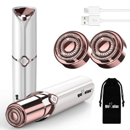 Facial Hair Removal for Women, Electric Painless Rechargeable Facial Hair Remover for Face, Lip, Chin with 2 x Replacement Heads
