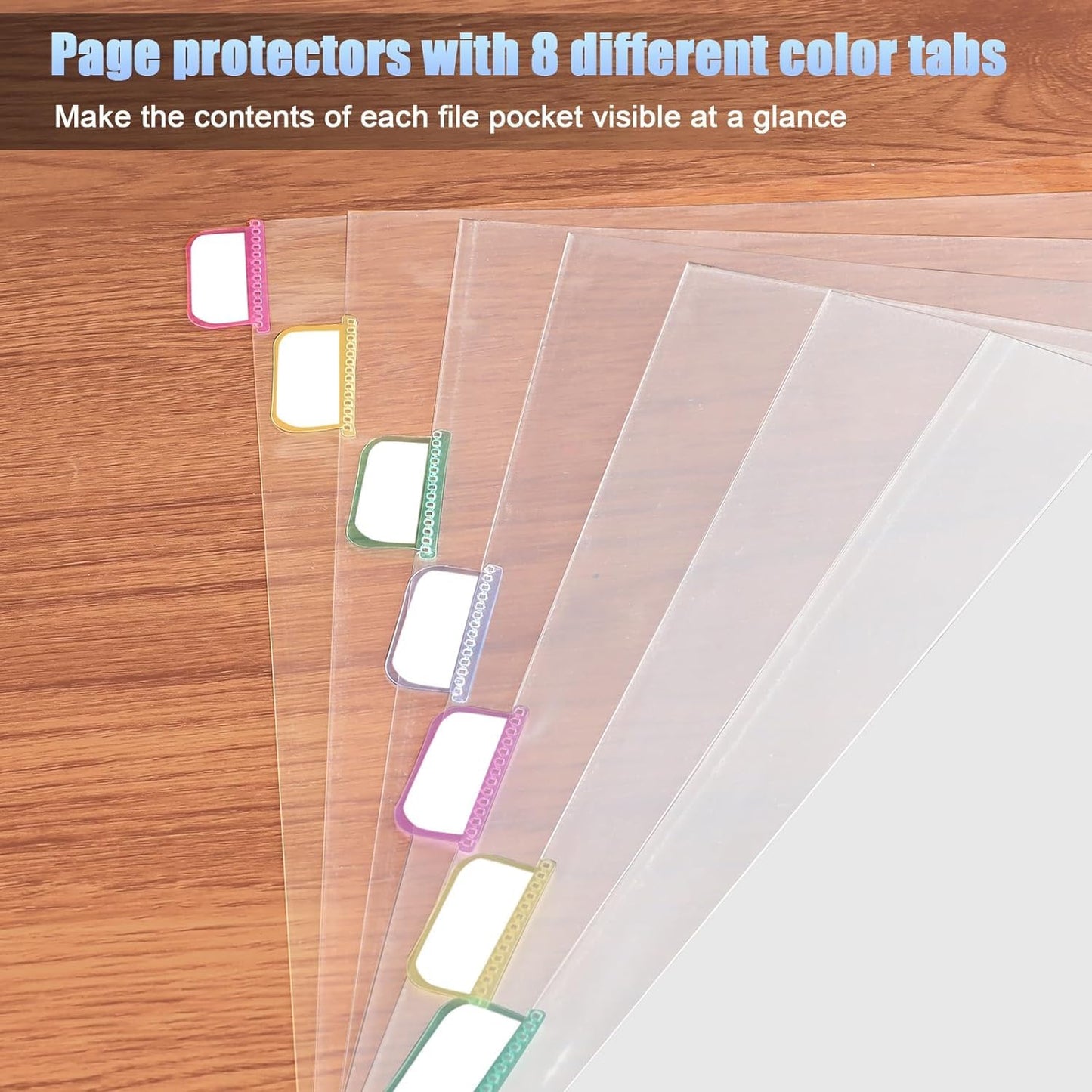 HABGP 96Pcs/12 Set Clear Binder Sheet Protectors - 8.5x11 Letter Size, 8 Tab Plastic Binder Dividers with Pockets and Tabs