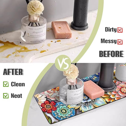 Sink Faucet Absorbing Mat, 2 Pack Drying Mat Around Faucet Sink Splash Guard
