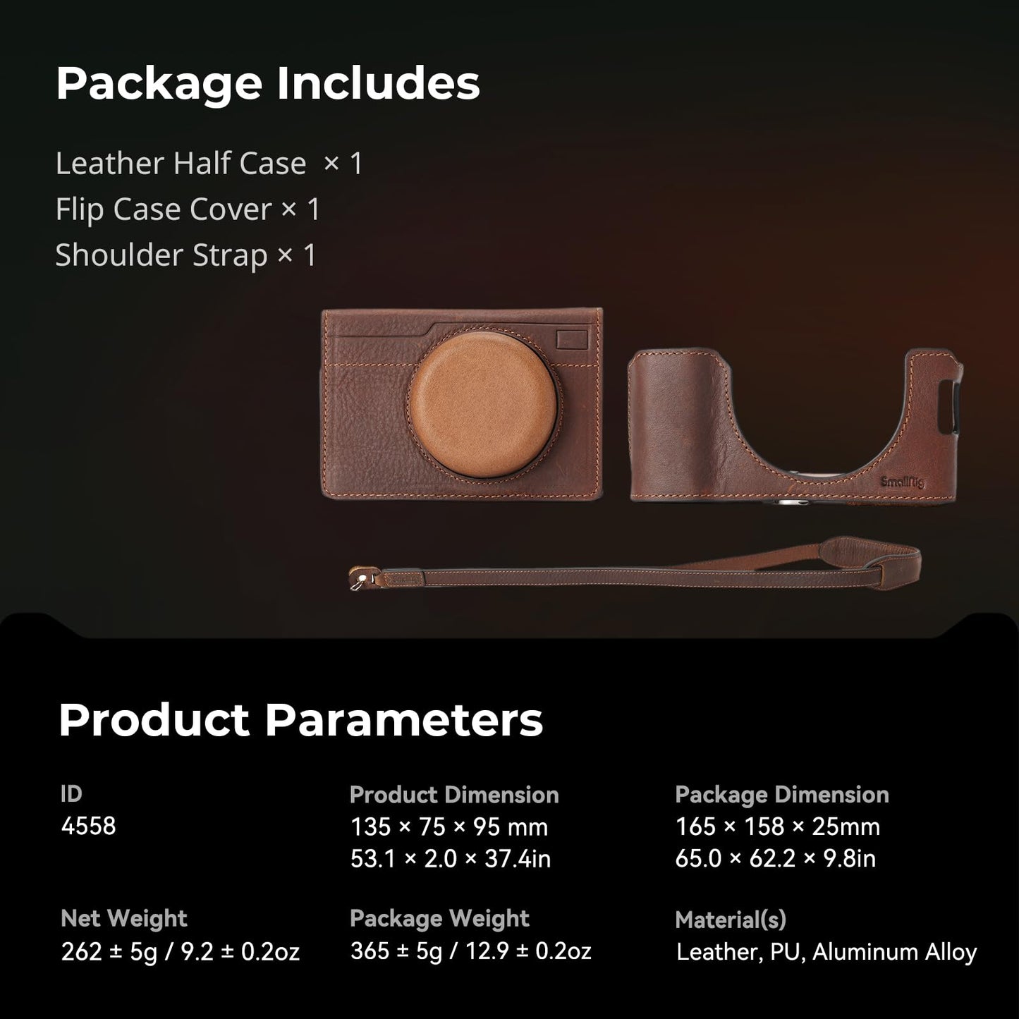 SMALLRIG Leather Case Kit for FUJIFILM X100VI, Including Half Case, Flip Cover and Shoulder Strap, Genuine Leather Material, Portable and Protecting - 4558