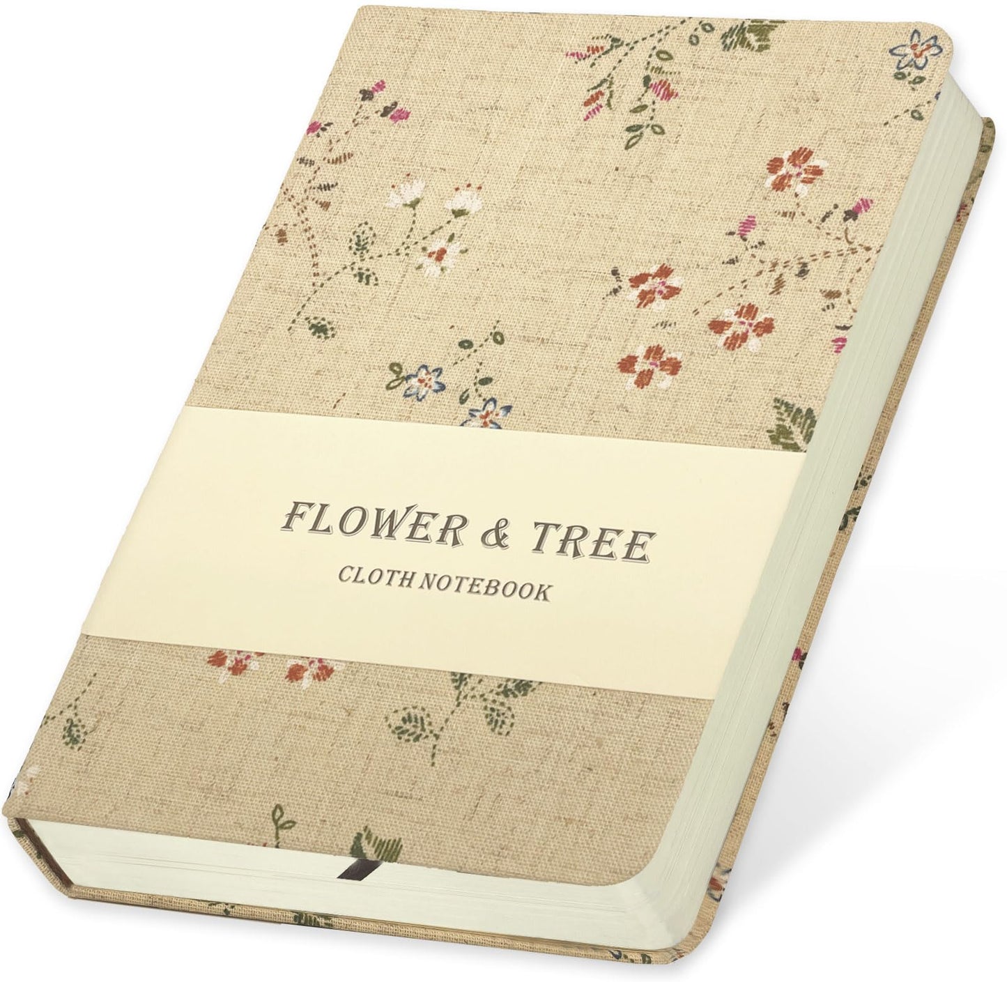 ipoul Floral Linen Journal, Similar Embroidered, Small Notebooks 5x7, Lay Flat Sketchbook, B6 Notebook, Hardcover, Lined & Unlined Notebook, Apricot