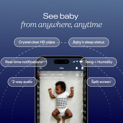 Nanit Pro Smart Baby Monitor & Wall Mount – 1080p Secure Wi-Fi Video Camera, Sensor-Free Sleep & Breathing Motion Tracker, 2-Way Audio, Sound & Motion Alerts, Night Vision, and Breathing Band - White
