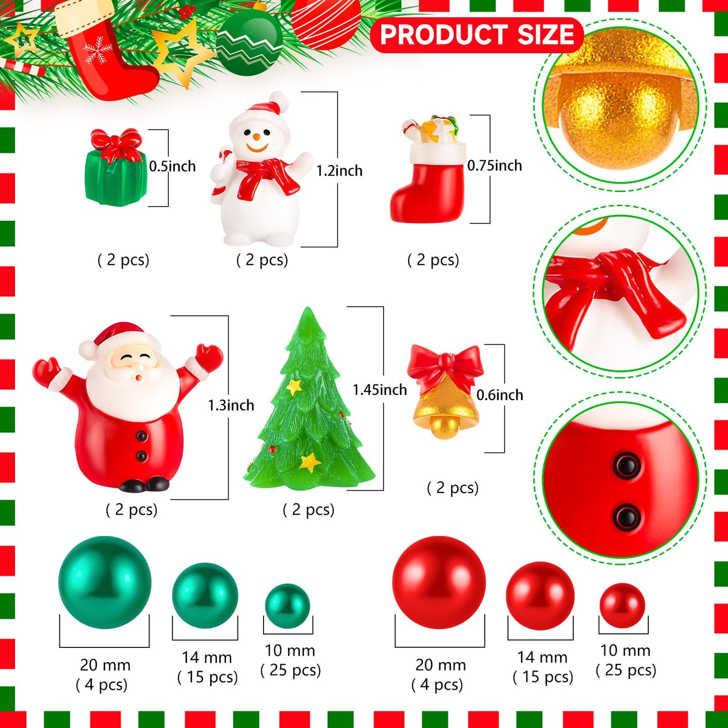 ZHWKMYP 100Pcs Christmas Vase Filler, Red and Green Christmas Beads Vase Filler Floating for Centerpieces Decorations