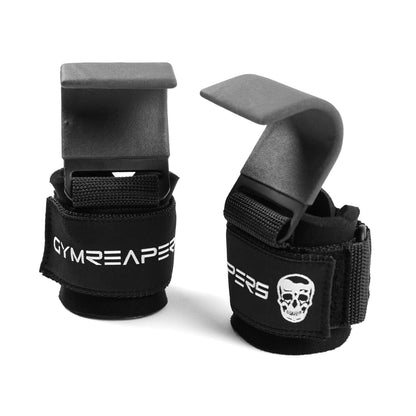Gymreapers Weight Lifting Hooks (Pair), Heavy Duty Power Wrist Straps Hand Grip Support For Deadlifts, Pull Ups, Shrugs - Gym Gloves For Men and Women