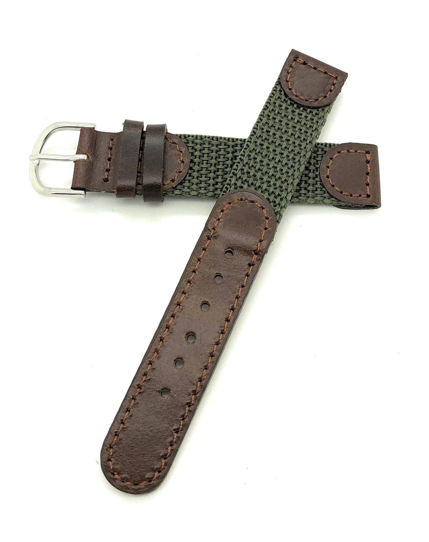 16mm Canvas Nylon Leather Watch Band (green)