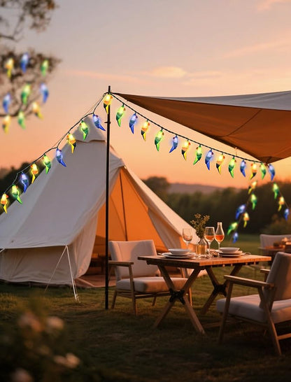 8.5FT Outdoor Parrot String Lights, 10 LED Warm White Waterproof Fairy Lights with 2 Spare Bulbs, Shatterproof & UL Certified Lighting for Summer Halloween Camping Patio Pool Yard Decor