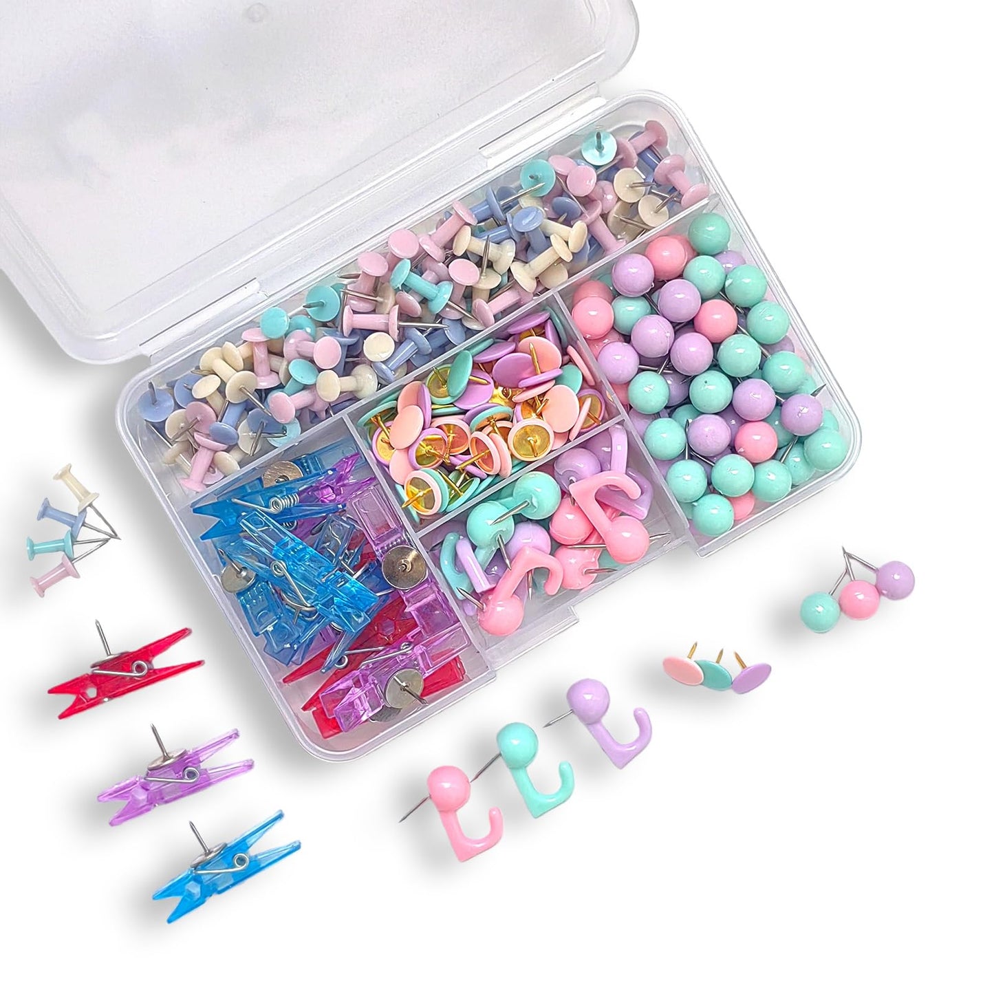 Push Pins Set,Thumb Tacks 305 Pcs Colourful Decorative Push Pins, Thumbtacks Use for Cork Board,Bulletin Board,Office,Maps, Photo Walls,DIY Decorations, Kitchen Reminders, Exhibition Setups